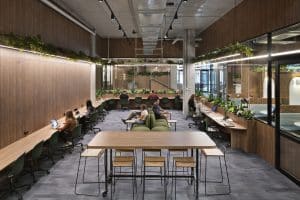 image of communal space and office lighting
